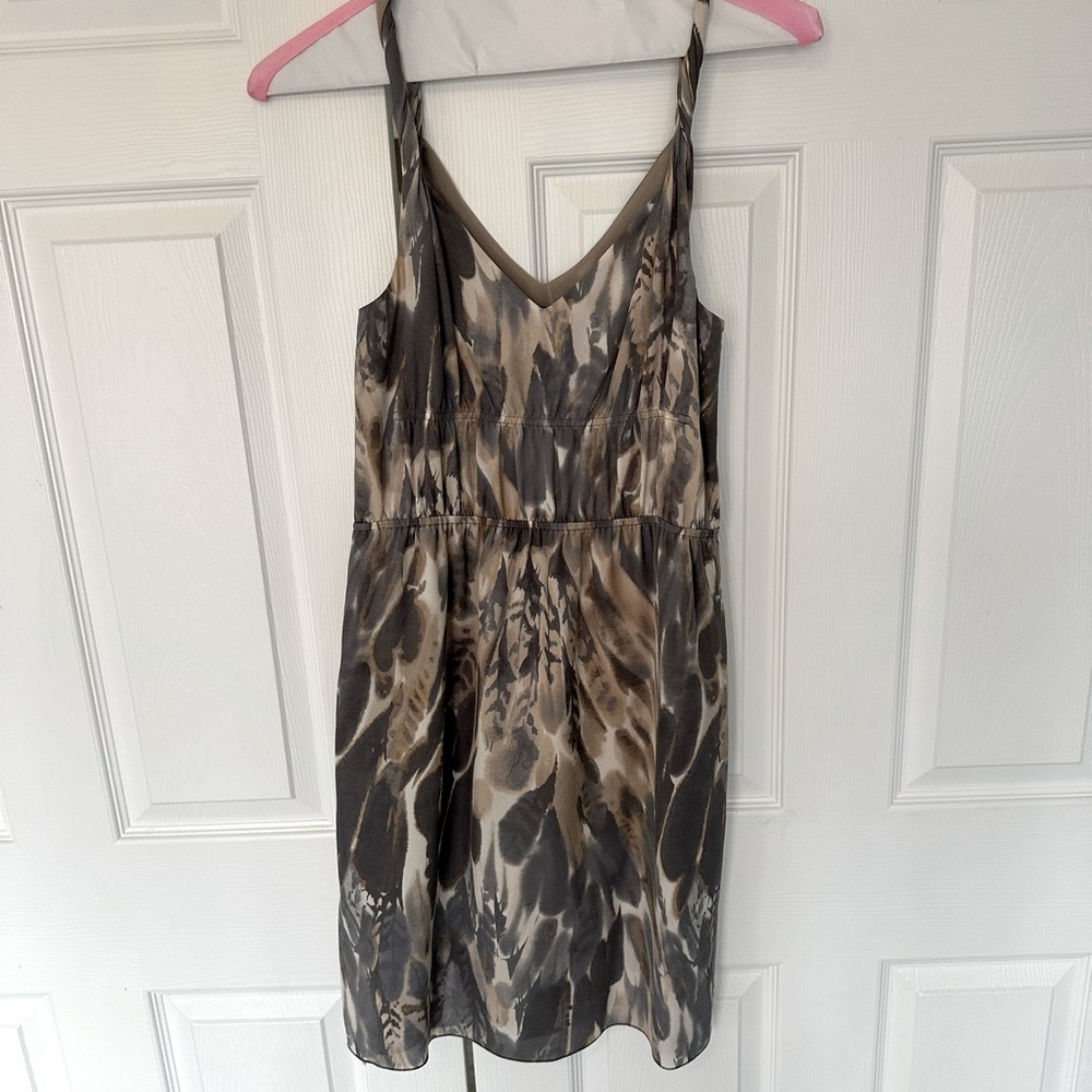 Banana Republic Silk Feather Print Twist Dress